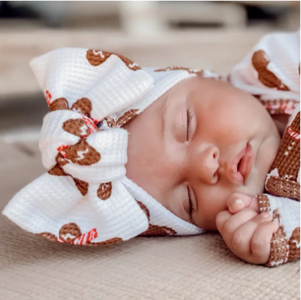 Organic Waffle Knot Bow, Gingerbread Man