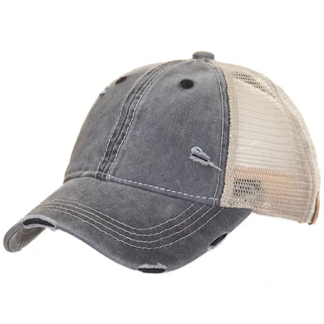 C.C Brand Mesh Back Ponytail Baseball Cap