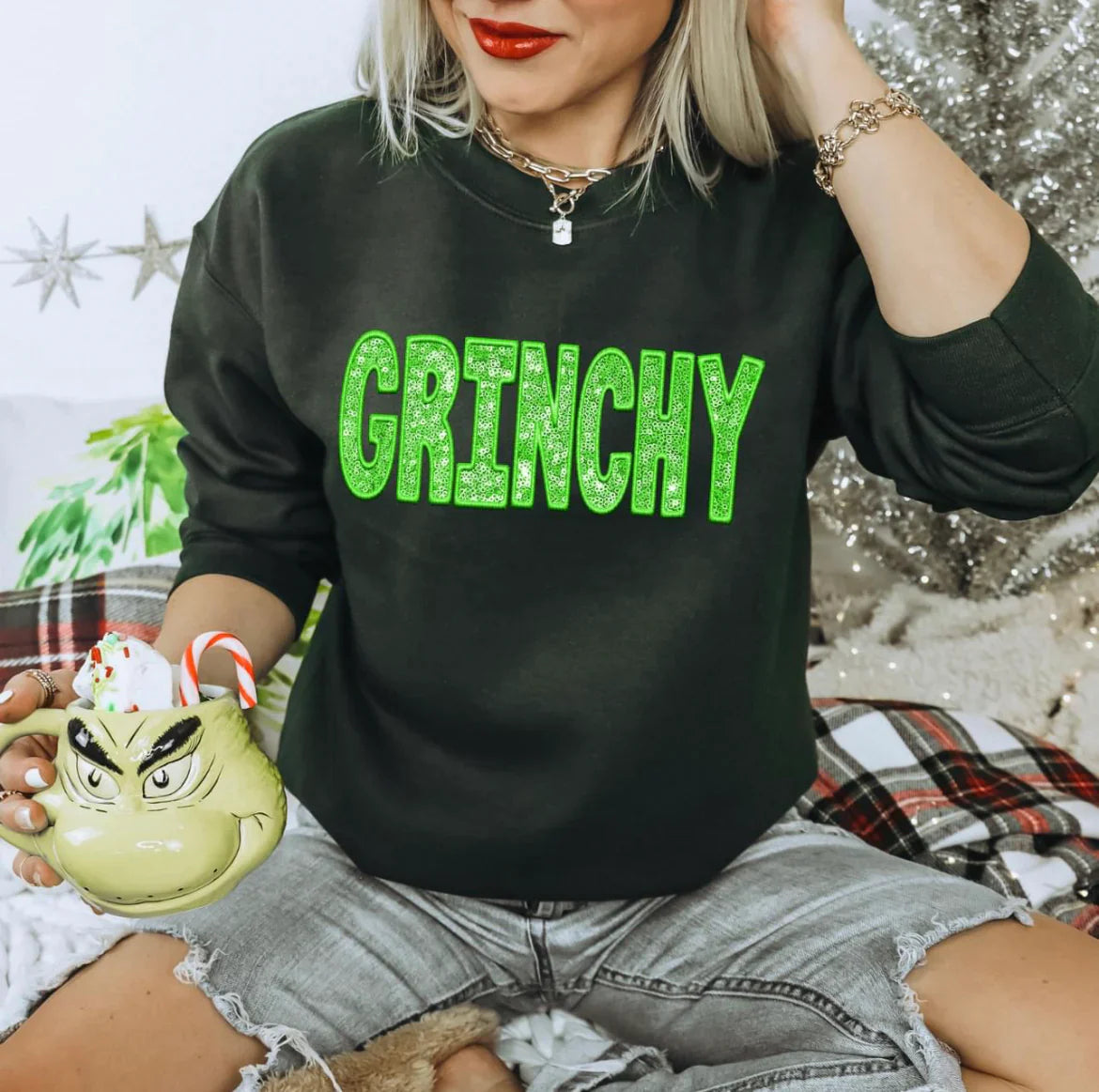 Grinchy (Bling Look) Sweatshirt
