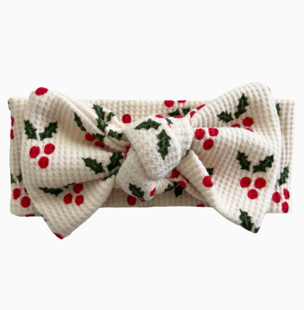 Organic Waffle Knot Bow, Holly