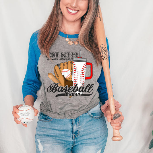 Hot Mess Always Stressed Baseball Mama