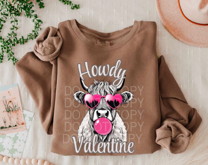 Howdy valentine cow with pink glasses