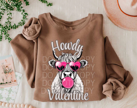 Howdy valentine cow with pink glasses-Cream Tshirt