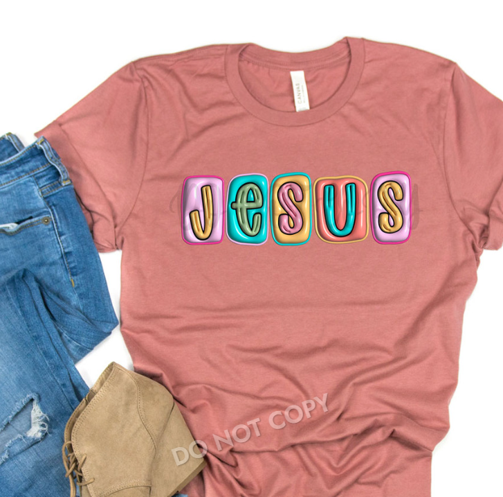 Jesus Faux Bubble Letters