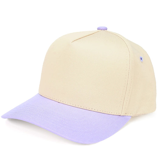 Two Tone Vintage Snapback Hat - Lavendar/Beige