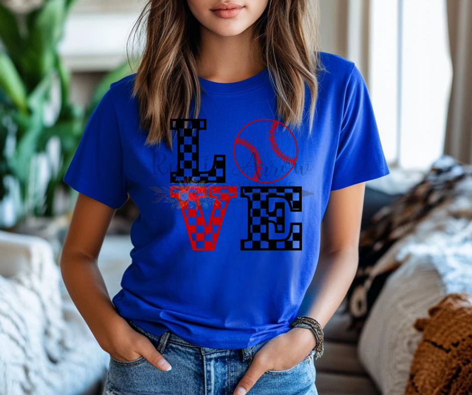 Love Baseball Checkered