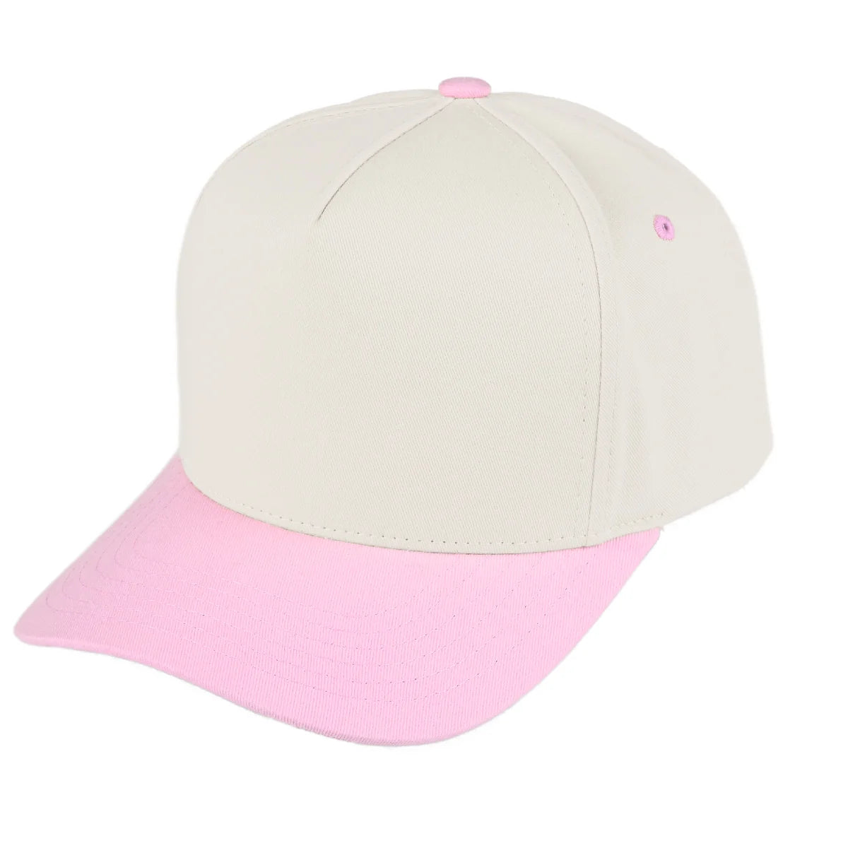 Two Tone Vintage Snapback Hat - Light Pink/Beige