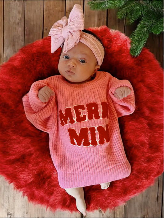 Knit Sweater, Merry Mini Bubblegum