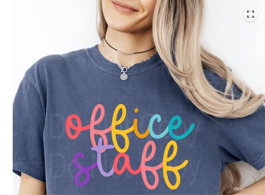 Colorful Cursive OFFICE STAFF