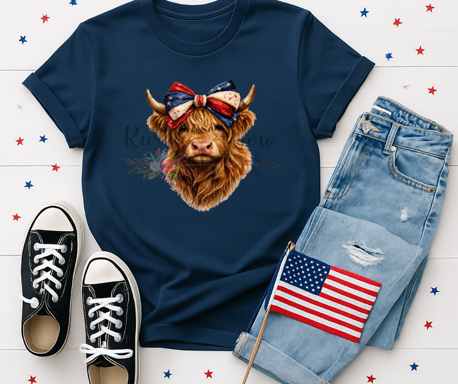 Patriotic Highland Cow