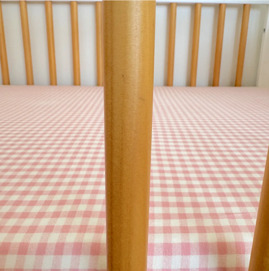Stretch Crib Sheet, Pink Gingham