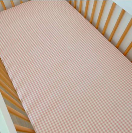Stretch Crib Sheet, Pink Gingham