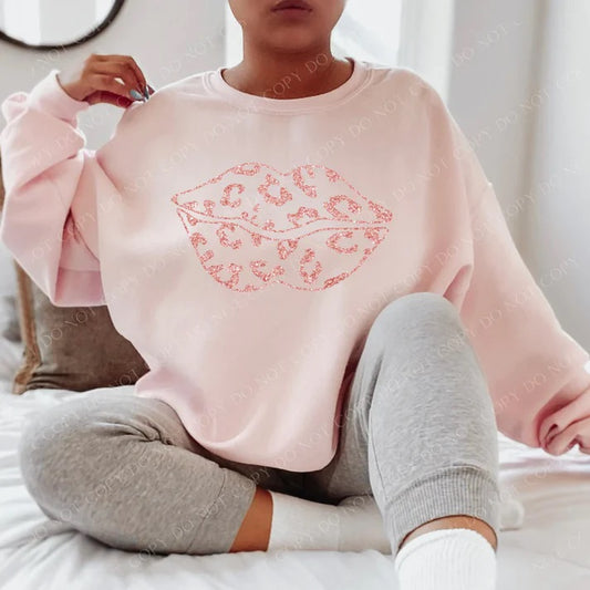 Glitter Lips-Pink Sweatshirt