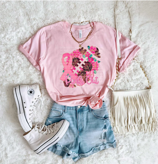 Pink Out abstract floral football with bow