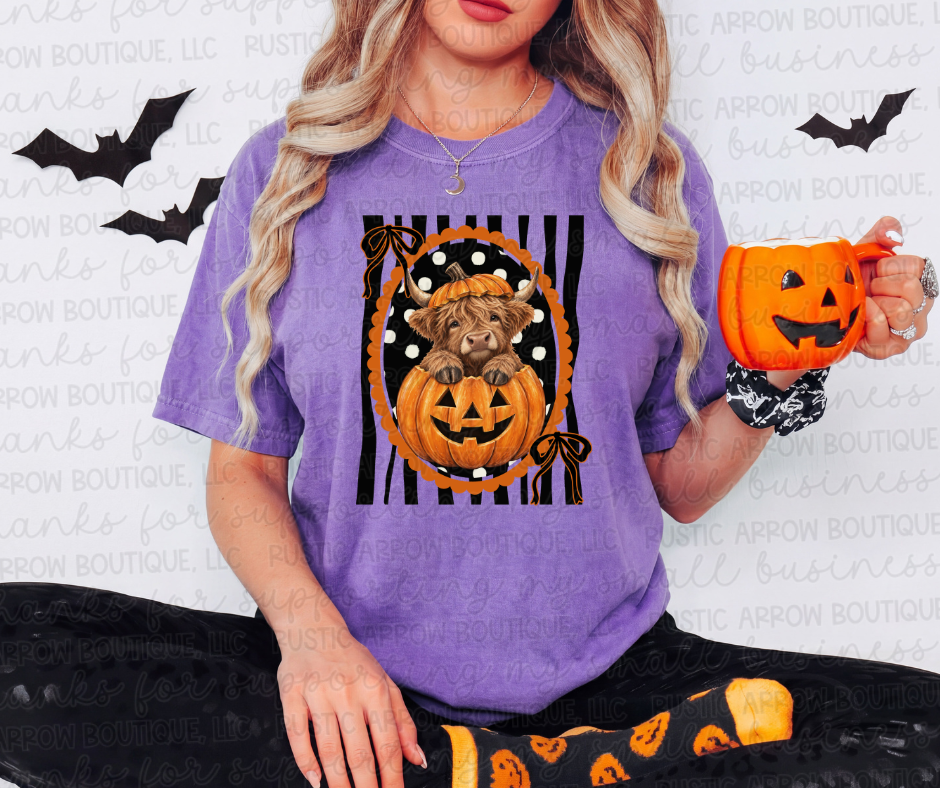 Pumpkin Cow Black Stripes