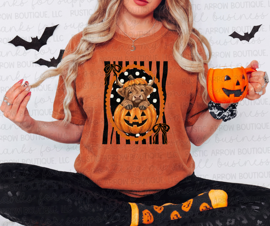 Pumpkin Cow Black Stripes