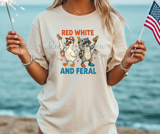 Red, White and Feral Goose and Raccoon