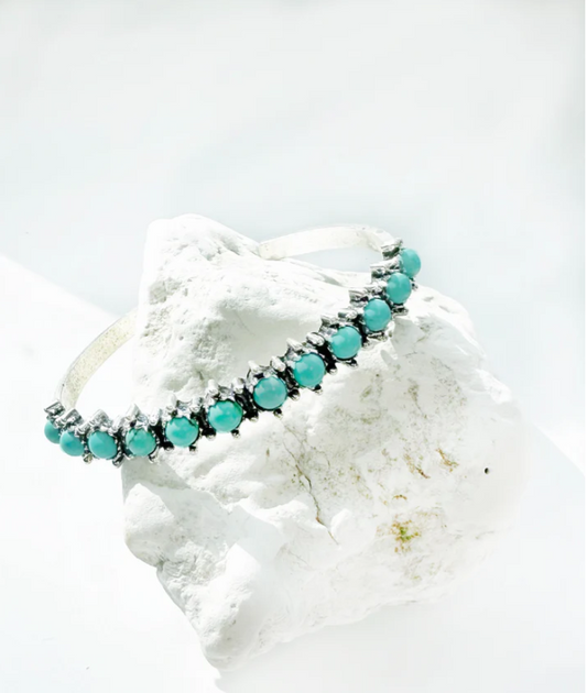 Silver and Turquoise Dainty Cuff Bracelet