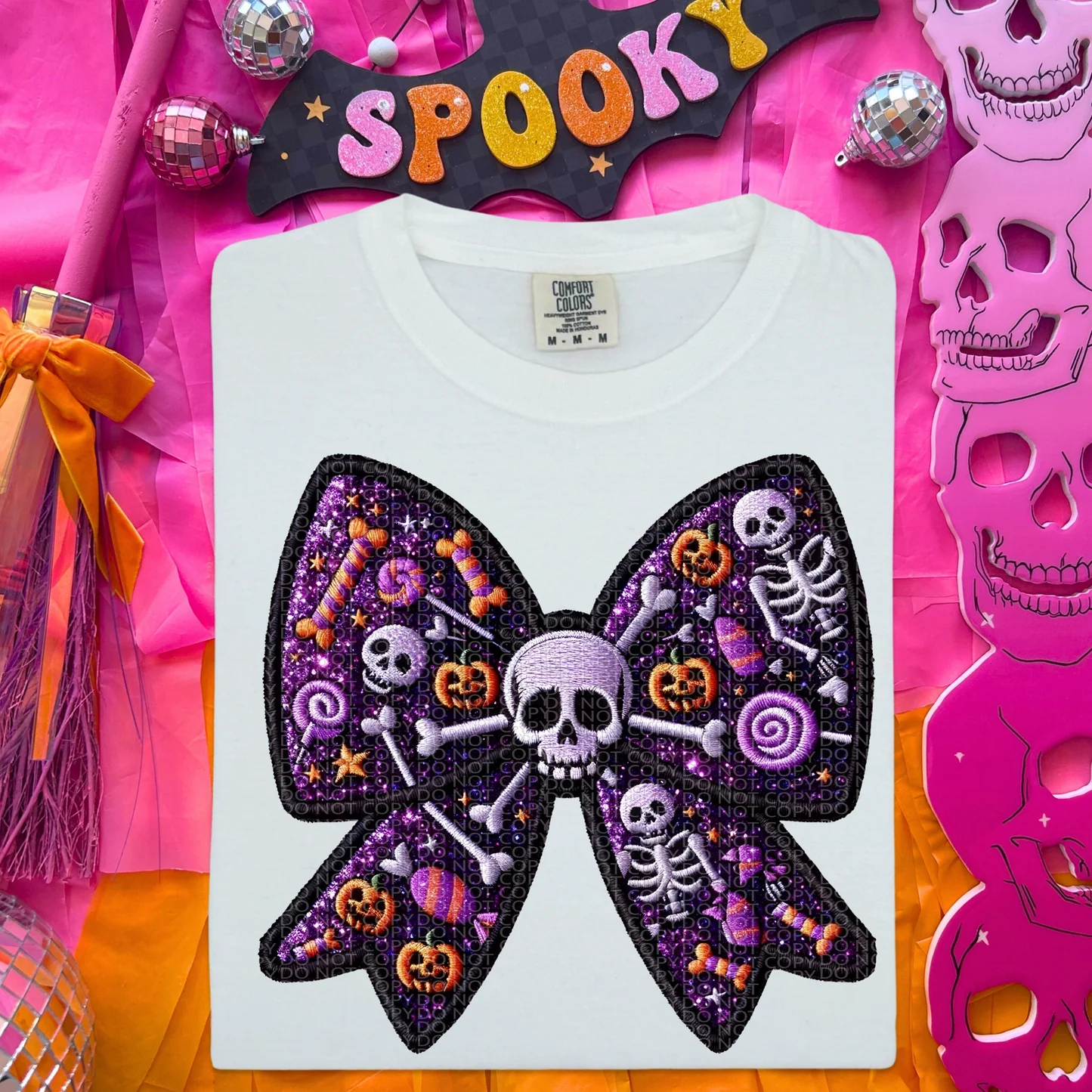 Faux Embroidery Spooky Bows