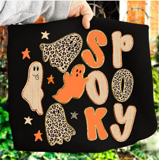 Spooky orange and leopard fonts and ghost