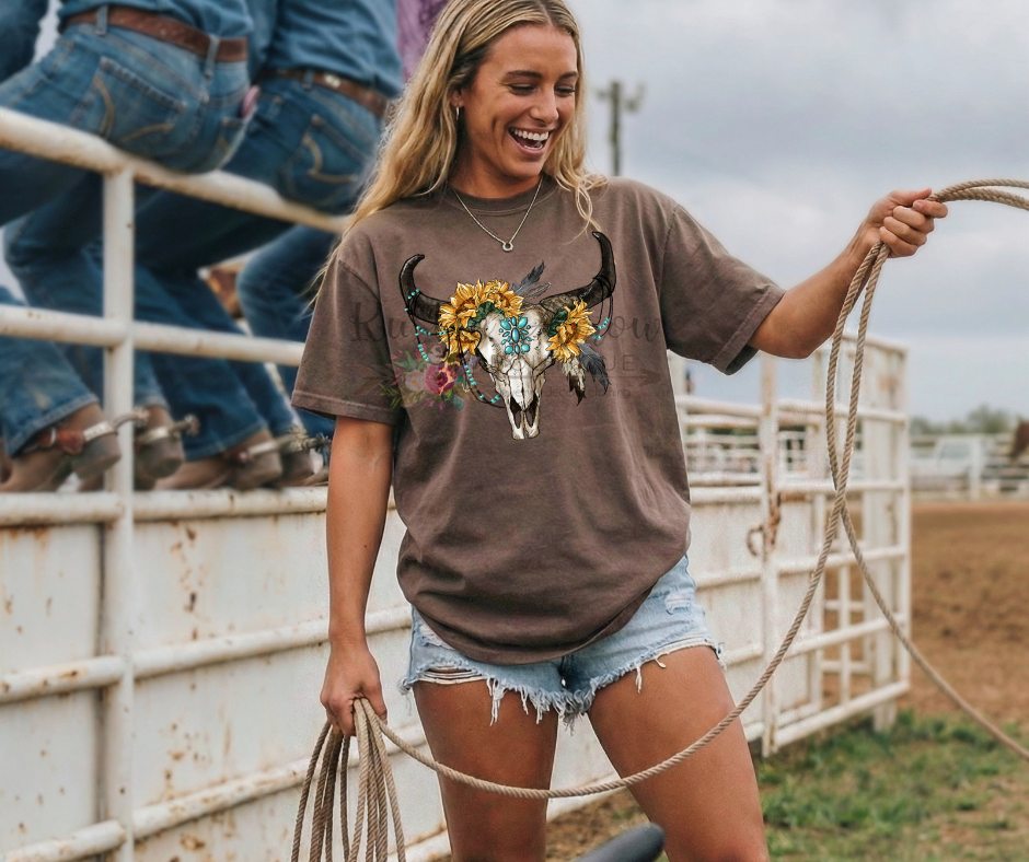 Sunflower and Boho Cow Skull