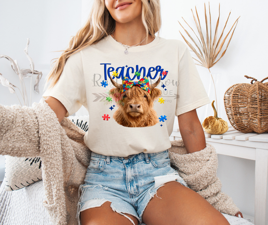 Teacher Autism Highland Cow