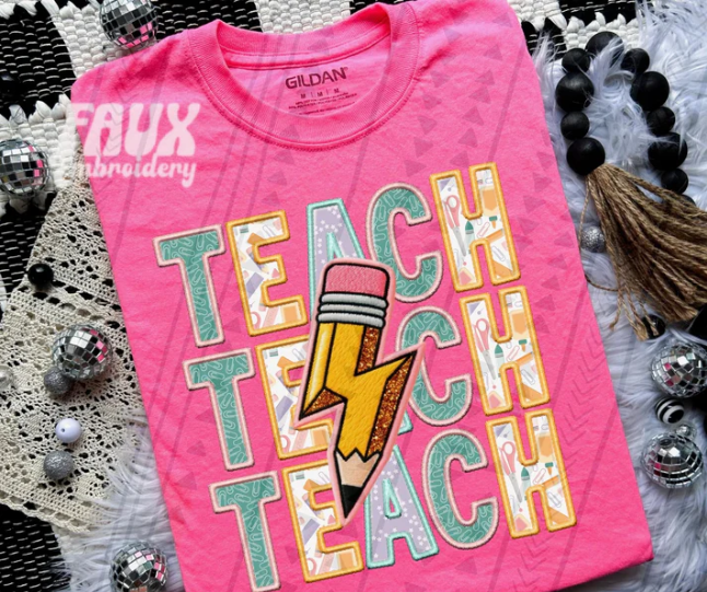 Teach Faux Embroidery with Pencil Bolt