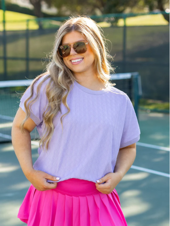 Textured Fabric Crew Neck Top