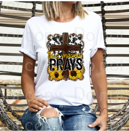 This Mama Prays Cross with Sunflowers