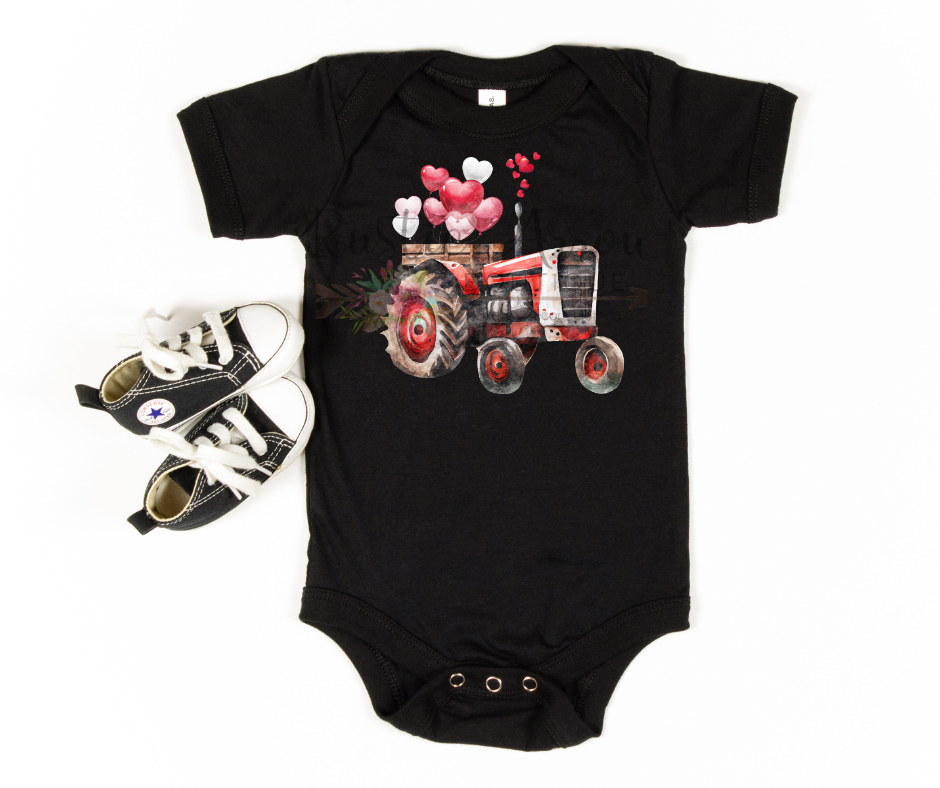 Tractor with Heart Balloons