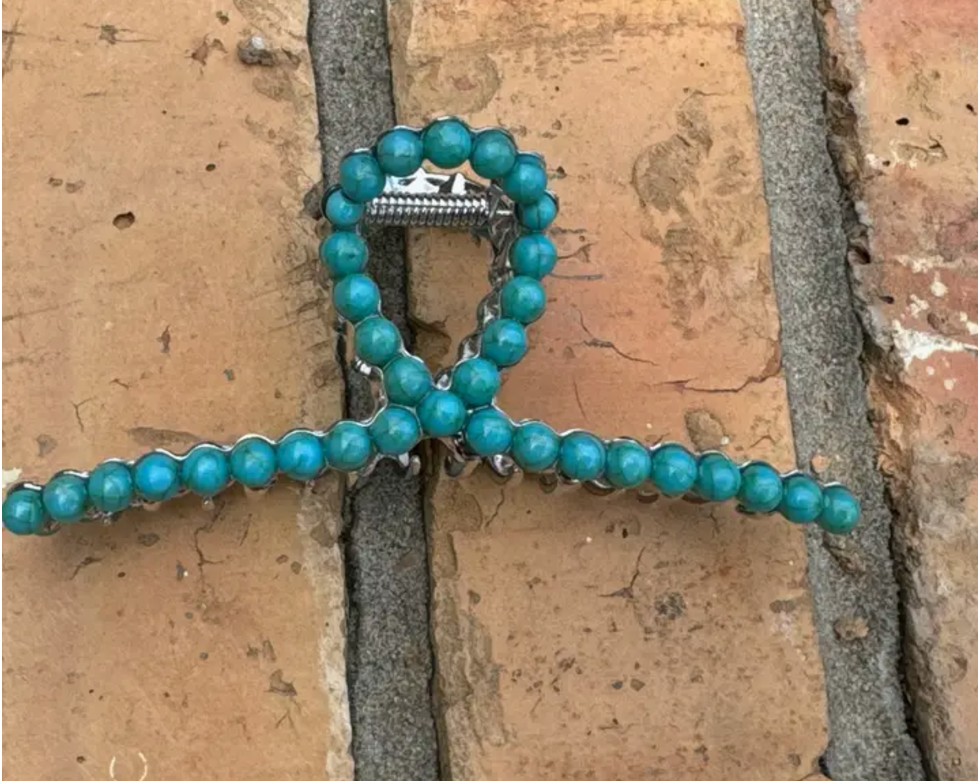 New Turquoise Metal Claw Clip