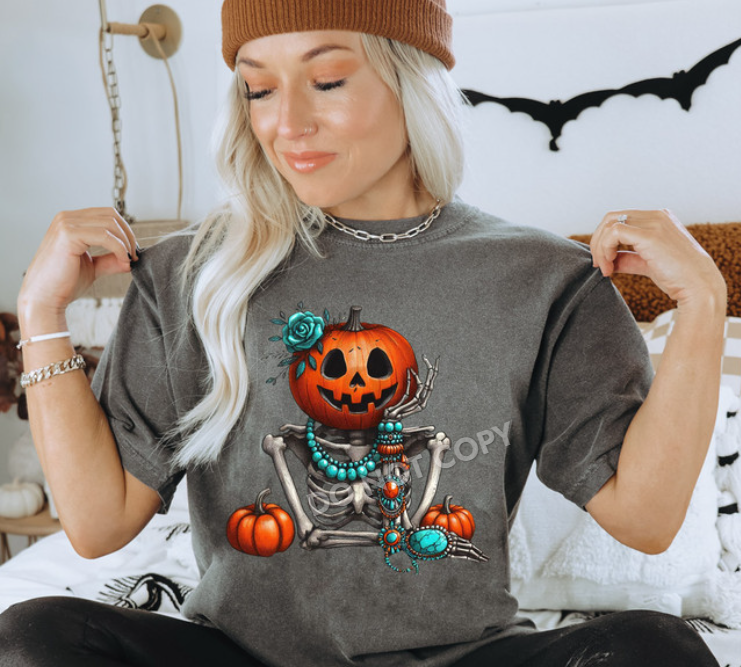 Turquoise Pumpkin Skeleton