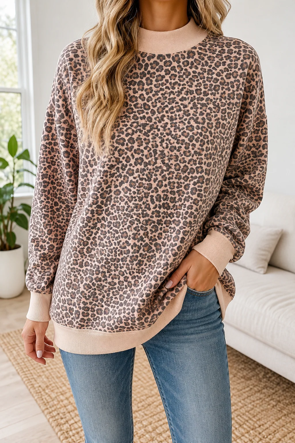 Pre-Order Leopard Ribbed Cuff Sweatshirt