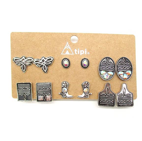 Western Mix 6 Earring Set