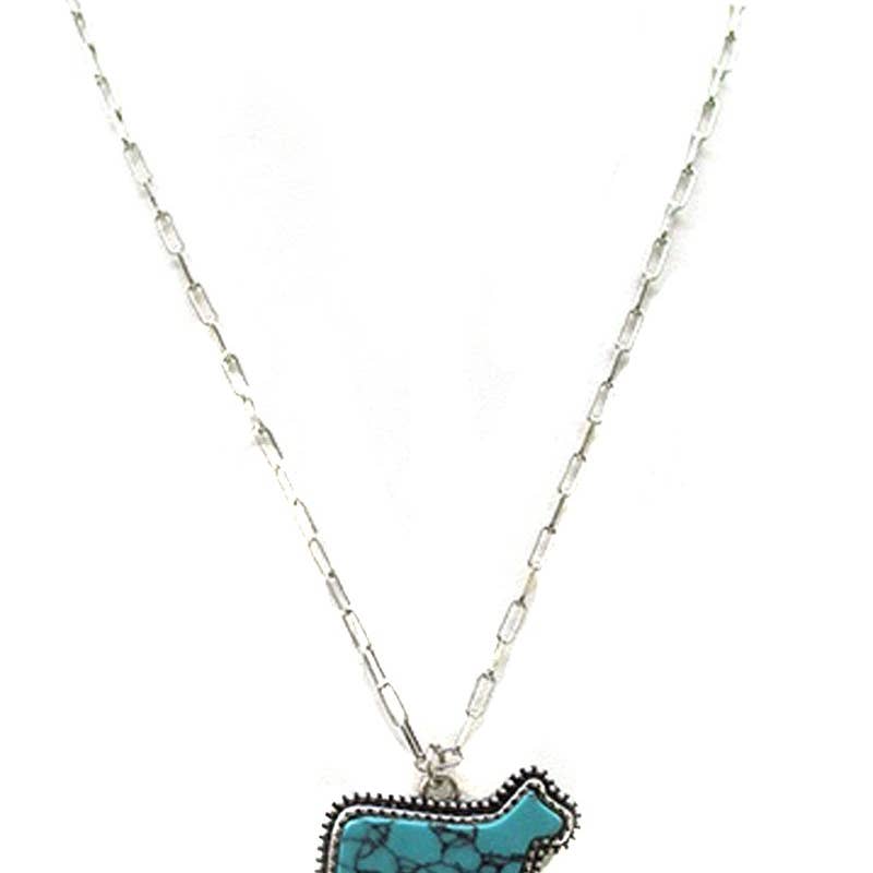 Western Turquoise Cow Necklace