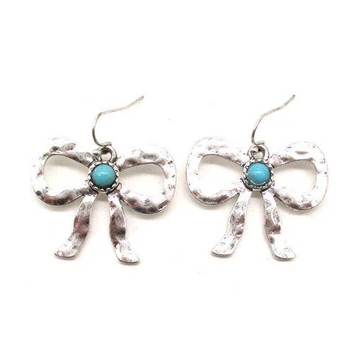 Western Turquoise Ribbon Dangle Earrings