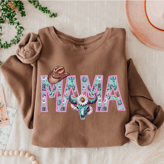 Mama Faux Aztec Embroidery