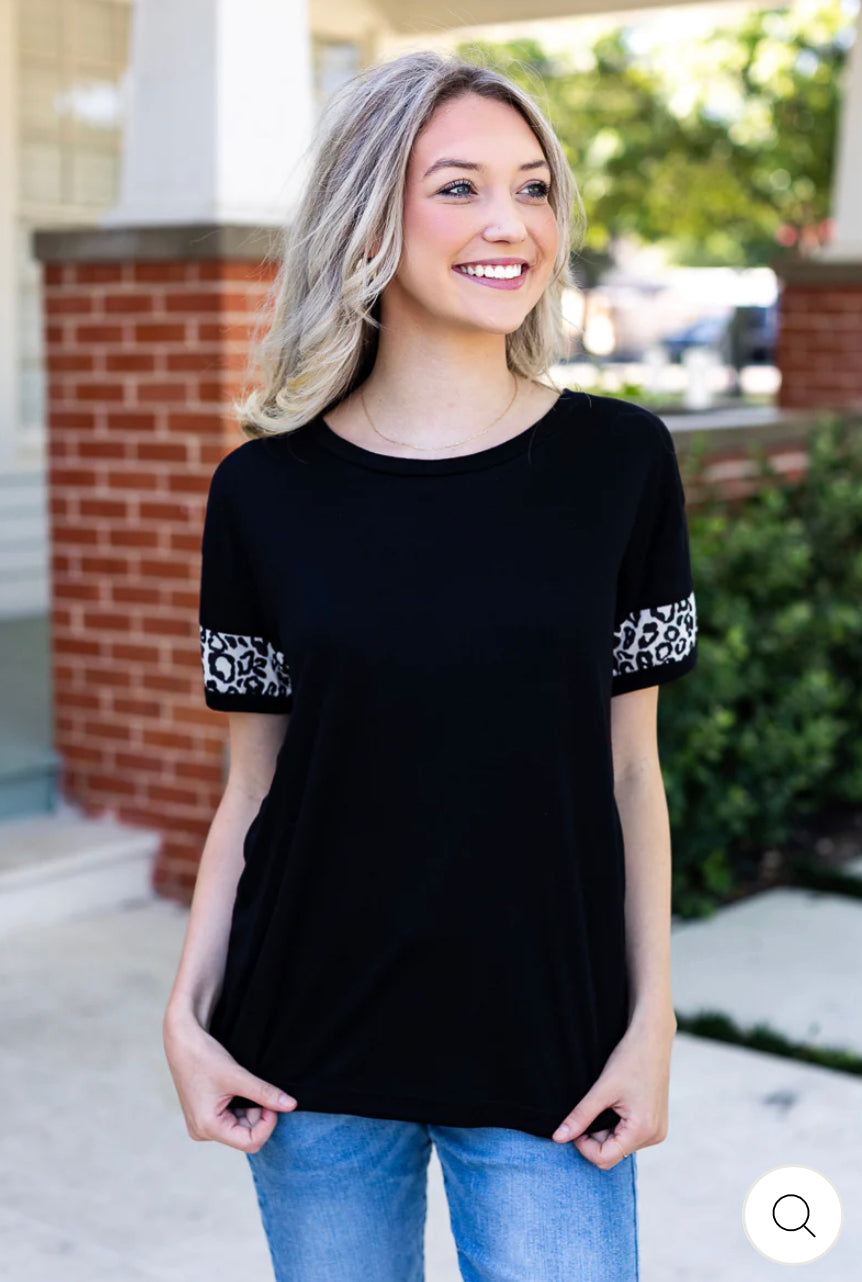 Spot On-Black/Leo Tee