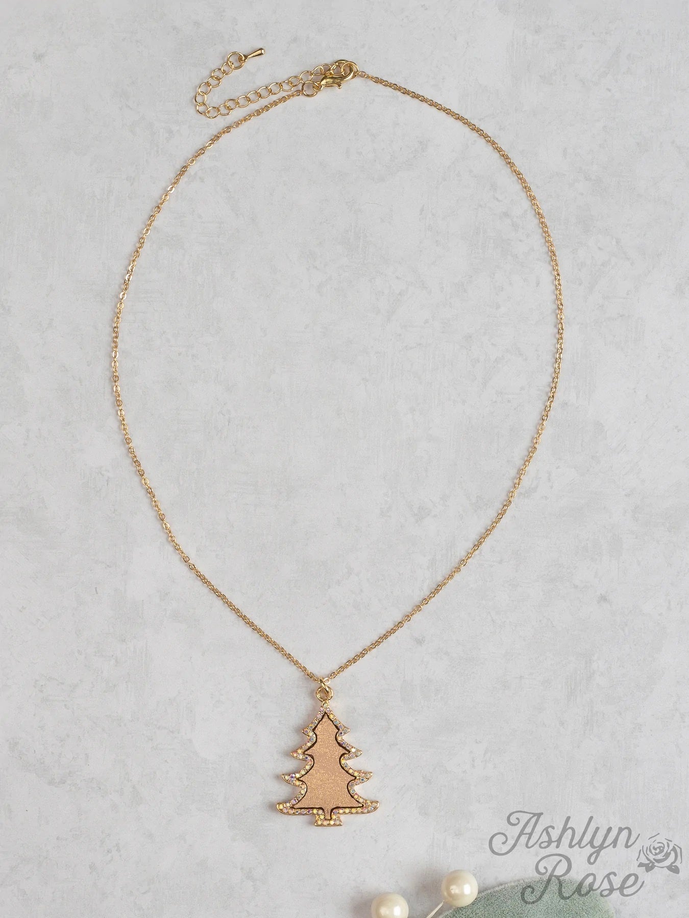 Merry Crystal Gold Chain Necklace, Rose Gold